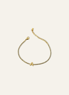 18K Gold Plated Stainless Steel Personalized Letter Zirconia Bracelet