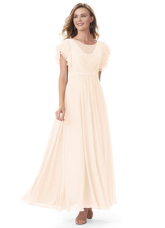 Azazie Daphne Modest Bridesmaid Dresses A-Line Ruffled Chiffon Floor-Length Dress image19