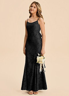 Azazie Lioren Junior Meerjungfrau-Linie Gestreift Blumen-Burnout Kleid Schwarz image2