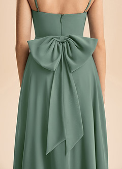 Azazie Bear Junior Eucalyptus A-Line Pleated Chiffon Dress image7