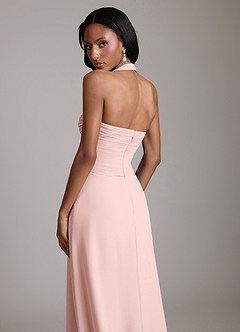 Azazie Clarisa Bridesmaid Dresses Powder Pink A-Line Pleated Chiffon Dress image4