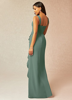 Azazie Camellia Bridesmaid Dresses Eucalyptus Sheath Lace Chiffon Dress image2