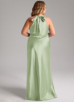 Azazie Doretta Bridesmaid Dresses Dusty Sage Mermaid Bow Metallic Satin Dress image13