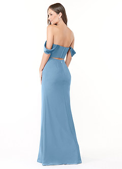 Azazie Lynnie Bridesmaid Dresses Steel Blue Mermaid Off the Shoulder Chiffon Convertible Dress image5