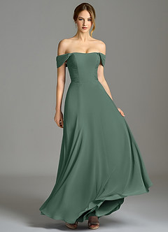 Azazie Oasis Bridesmaid Dresses Sea Moss A-Line with Pockets Chiffon Dress image4