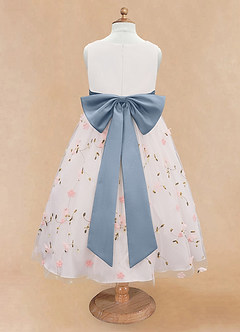 Azazie Pollie Flower Girl Dresses Blushing Pink Dusty Blue A-Line Bow Tulle Dress image12