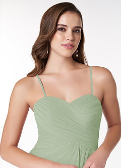 Azazie Arabella Allure Robes de demoiselle d'honneur Robe Trapèze Convertible en Mousseline de soie Encolure en Forme de Cœur Vert Sauge image6