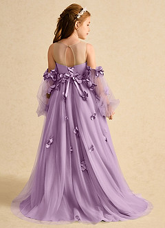 Azazie Karrie Flower Girl Dresses Wisteria A-Line with Sleeves Tulle Dress image2
