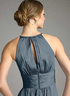 Azazie Bonnie Bridesmaid Dresses Twilight A-Line Pleated Stretch Satin Dress image6