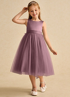 Azazie Winnie Flower Girl Dresses Vintage Mauve Ball-Gown Bow Tulle Dress image4