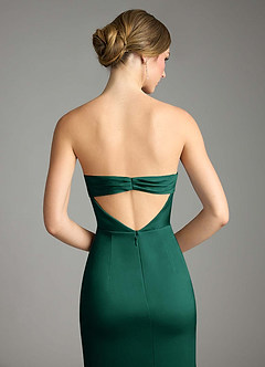 Azazie Leonis Bridesmaid Dresses Emerald Mermaid Pleated Stretch Satin Convertible Dress image7