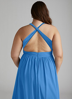 Azazie Ashia Bridesmaid Dresses Blue Jay A-Line Pleated Chiffon Dress image12