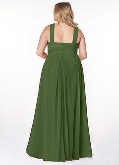 Azazie Kaleigh Bridesmaid Dresses Olive A-Line Pleated Chiffon Dress image8