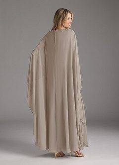 Azazie Drew Mother of the Bride Dresses Taupe A-Line Pleated Chiffon Dress image4