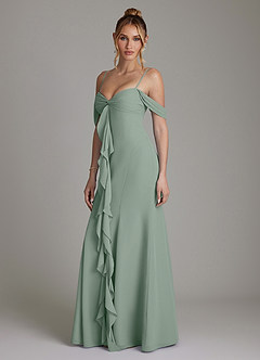 Azazie Karmela Brudepigekjoler En streg Off-Shoulder Chiffon Gulv-længde Kjole image5