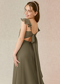 Azazie Everett Junior A-Linie Chiffon Kleid Weidengrün image7