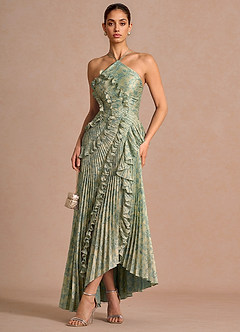 Vestido Platino Verde Azulado Maxi Hatsu image3