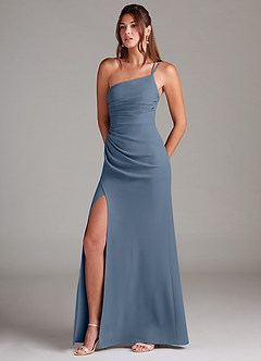 Azazie Eren Bridesmaid Dresses Twilight Sheath One Shoulder Stretch Crepe Dress image1