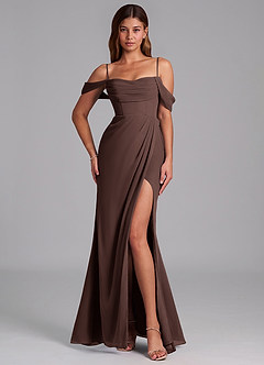 Azazie Johana Bridesmaid Dresses Ganache Mermaid Off the Shoulder Chiffon Convertible Dress image4