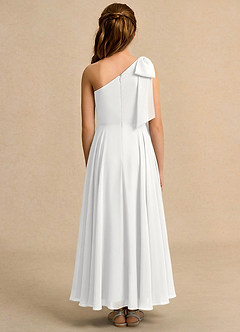 Azazie Guppy Girls Formal Blumenmädchenkleider A-Linie One-Shoulder Chiffon Kleid Weiß image2