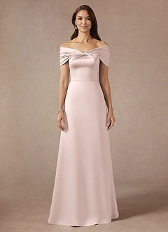 Azazie Amelia Venta final Vestido de Rosa Rubor de Satén Elástico de Corte en A con Vestidos sin tirantes image3