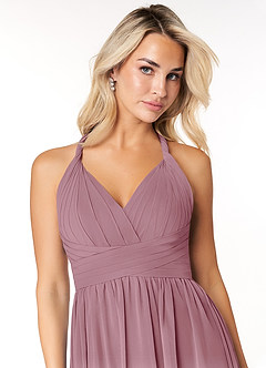 Azazie Ashia Bridesmaid Dresses Vintage Mauve A-Line Pleated Chiffon Dress image5