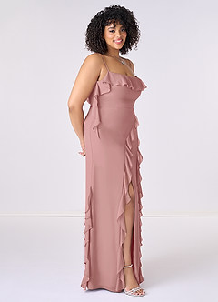 Barbie ♥ Azazie Bridesmaid Dresses Dusty Rose Sheath Bow Chiffon Dress image9