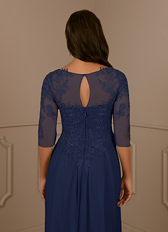 Azazie Harriet Mother of the Bride Dresses Dark Navy A-Line Scoop lace Mesh Dress image6