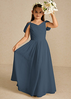 Azazie Chelle Flower Girl Dresses Neptune A-Line Pleated Chiffon Dress image1