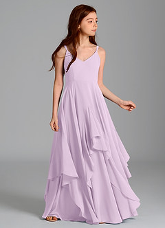 Azazie Karan Junior Frosted Lilac A-Line Chiffon Dress image3