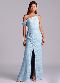 Azazie Madelyn Final Sale Sky Blue Mermaid One Shoulder Floral Burnout Convertible Dress image6