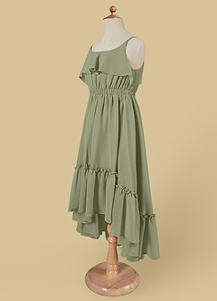 Azazie Karmen Flower Girl Dresses Pistachio A-Line Ruched Chiffon Dress image8