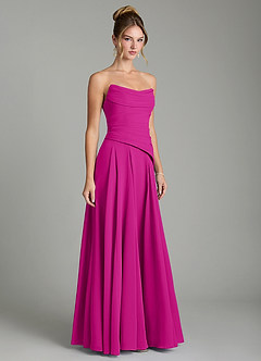 Azazie Gabriela Bridesmaid Dresses Fuchsia A-Line Corset Chiffon Dress image5
