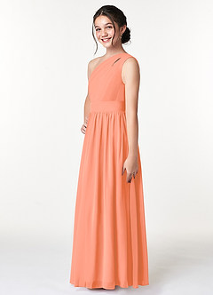Azazie Molly Junior Sunset A-Line Pleated Chiffon Dress image4