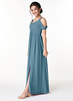 Azazie Lianne Junior Bermuda A-Line Off the Shoulder Chiffon Dress image3