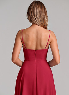 Azazie Elle Brudepigekjoler En streg Plisseret Chiffon Gulv-længde Kjole image2