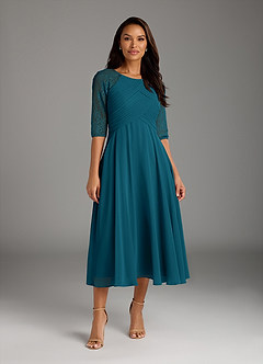 Azazie Dorothea Abiti per la Madre della Sposa Abito A-Line in Chiffon in Pizzo con Scollo a U Blu Inchiostro image1