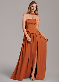 Azazie Cadence Suknie dla druhen Linia A Gorset Satyna elastyczna Do ziemi Sukienka image3