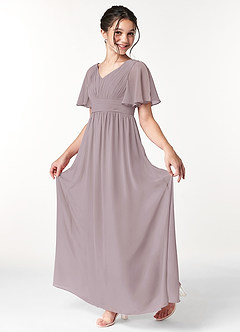Azazie Temeka Junior Dusk A-Line Pleated Chiffon Dress image3