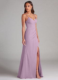 Azazie Maci Bridesmaid Dresses Wisteria Sheath Pleated Chiffon Dress image4