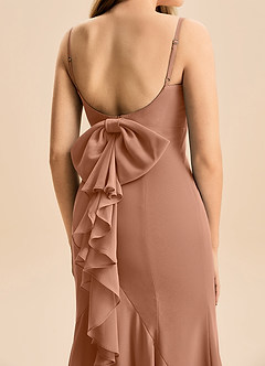 Azazie Lioren Junior Vestido de Bronceador de Gasa de Corte Sirena con Lazo image6