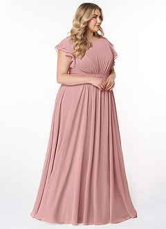 Azazie Daphne Modest Bridesmaid Dresses A-Line Ruffled Chiffon Floor-Length Dress image4