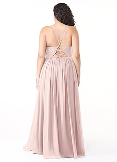 Azazie Aaida Bridesmaid Dresses Blushing Pink A-Line Corset Chiffon Dress image8