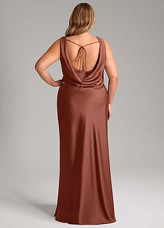 Azazie Rylina Bridesmaid Dresses Auburn Mermaid Stretch Satin Dress image8