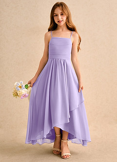 Azazie Twilight Dance Junior Formal Flower Girl Dresses Lilac A-Line Pleated Chiffon Dress image4