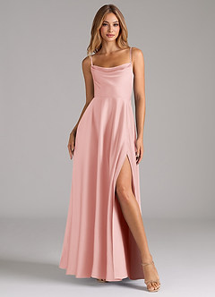 Azazie Elle Essayer des robes à la maison Robe Trapèze en Satin extensible Plissée Noir image4