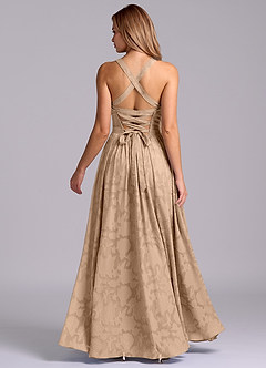 Azazie Francis Bridesmaid Dresses Champagne A-Line Corset Floral Burnout Dress image6