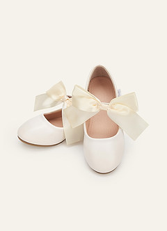 front Satin Bow Mary Jane Girls' Flat Shoes