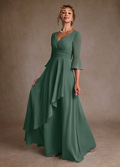 Azazie Eire Abiti per la Madre della Sposa Abito A-Line in Chiffon Plissettato Muschio Marino image3