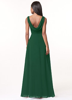 Azazie Karina Bridesmaid Dresses Dark Green A-Line Pleated Chiffon Dress image2